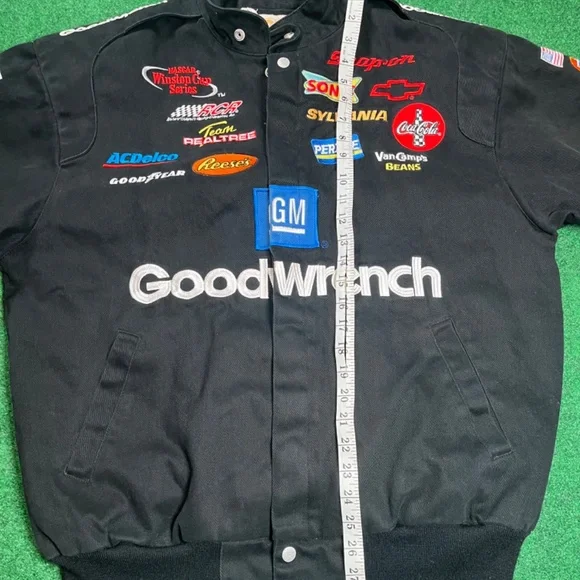 Jeff Hamilton Kevin Harvick Black Mens Large Button Up NASCAR Jacket